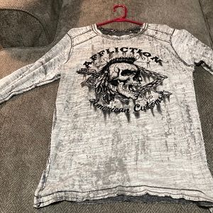 Men’s long sleeve, reversible affliction, shirt, kind of  like a thermal